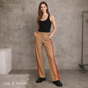 Rag & Bone Abel Pants Camel with red panel ankle split size 2